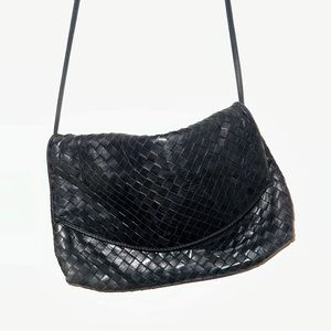 Real leather Italian-made cross stitch shoulder bag